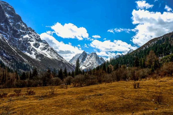 Snow mountain valley landscape in Western Sichuan